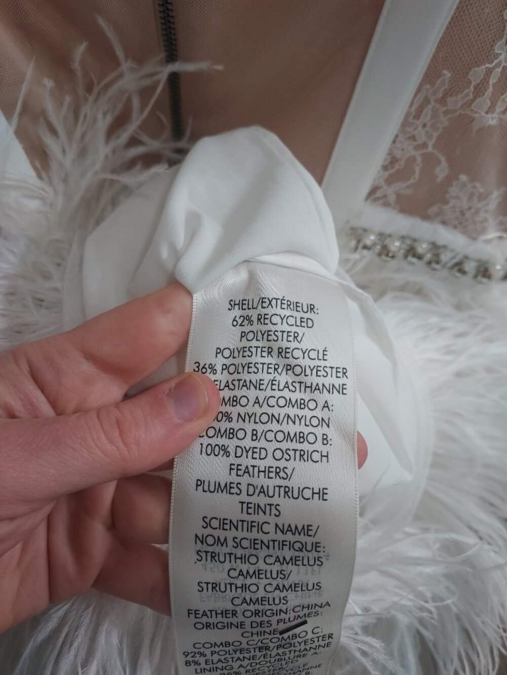 Alice Olivia Xia Wedding Bridal White Sheer Bustier Feather Mini Dress - Picture 10 of 15